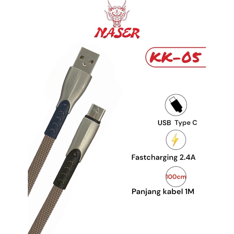 NASER KABEL KK-05 TYPE C / KABEL DATA CHARGER 1M FAST CHARGING 2.4A/PRODUK ORIGINAL