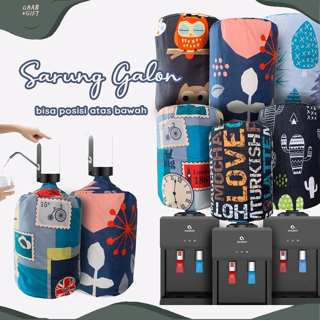 SARUNG Galon Air Cover Motif Premium Dispenser Aqua / Atas Bawah dengan Spon