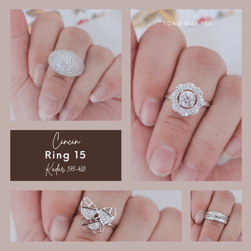 WAJIB TANYA STOK Realpic Cincin Emas Putih Asli Kadar 375 - 420 | Ring 15 | Part 2