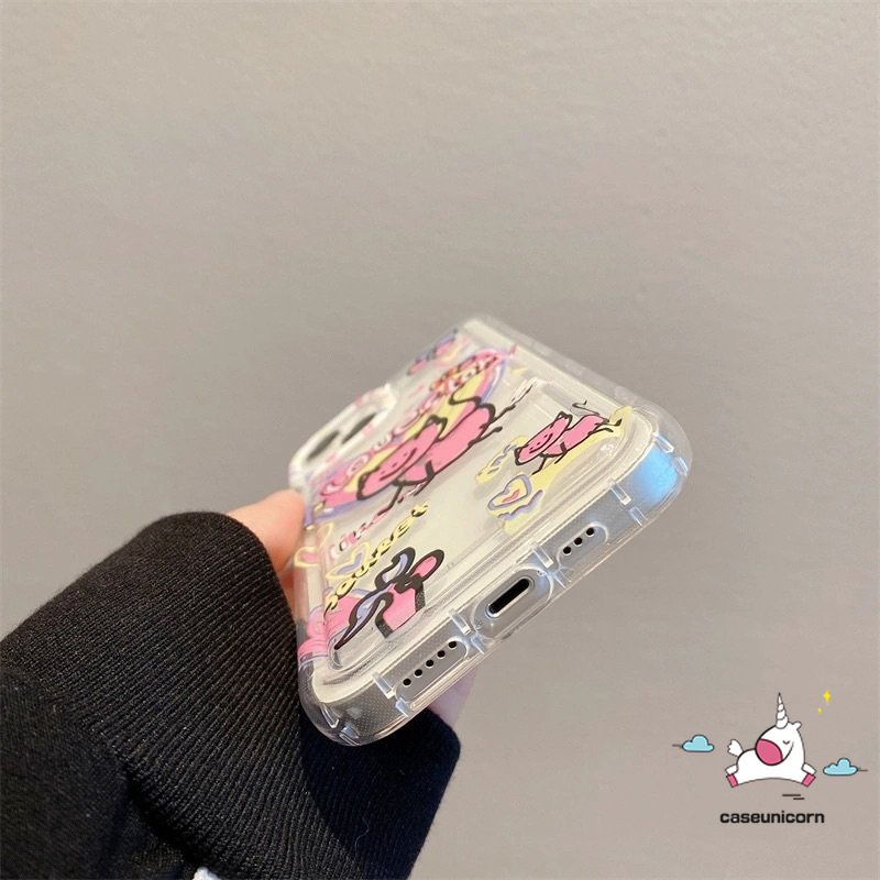 IPHONE Kompatibel Untuk Iphone11 14 13 12 Pro Max7 8 Plus XR X XS MAX 6 6S Plus Ins Lucu Kartun Graffiti Cinta Hati Kucing Airbag Shockproof Lembut Silicon TPU Back Cover