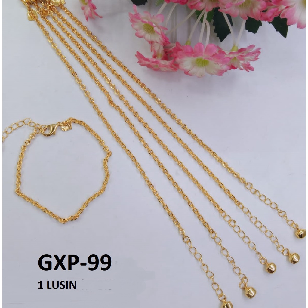 [1 LUSIN ISI 12] GELANG XP RANTAI EMAS GOLD POLOS JURAI BULAT TERMURAH / DUNIA GELANG TERBARU