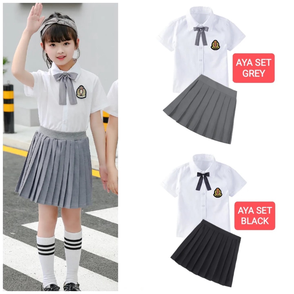 AYA SET BAJU SETELAN ANAK CEWEK SERAGAM SEKOLAH ALA JEPANG KOREA UNIFORM COSPLAY IMPORT