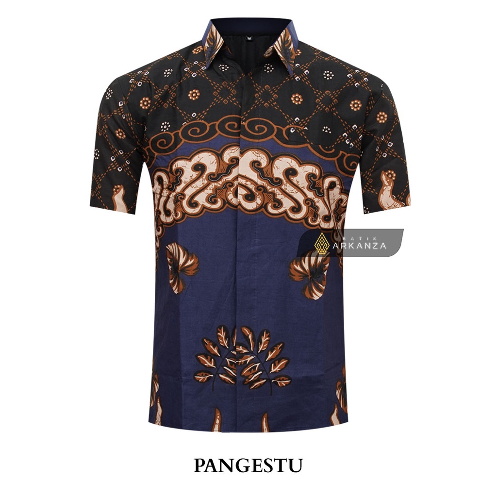 BATIK ARKANZA Motif PANGESTU Hem Atasan Kemeja Baju Batik Premium Pria Cowok Laki Laki Slimfit Full Lapis Furing Tangan Lengan Panjang Lengan Pendek Original Asli Solo Laweyan