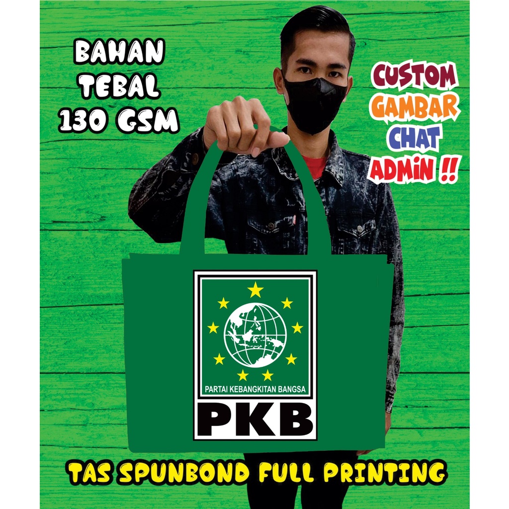 

Tas Tote Bag PARTAI PKB/Tas Spundbond Tebal Desain PARTAI PKB/Goodie Bag Spundbond PARTAI PKB/Souvenir PARTAI PKB/Tas Spundbond Custom