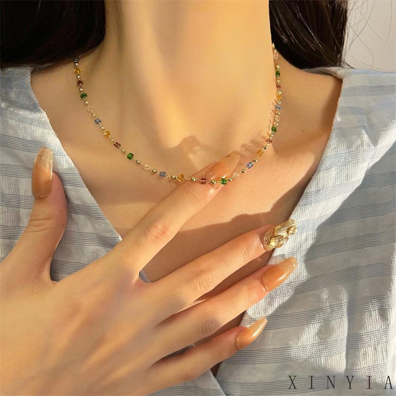 [xinyia.id] Musim Semi Warna-Warni Kalung Wanita Minoritas Desain Rasa Tulang Selangka Rantai Aksesoris Kalung