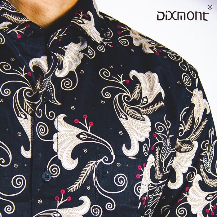 Dixmont Kemeja Batik Pria Basic Formal Lengan Panjang Hem BL01222