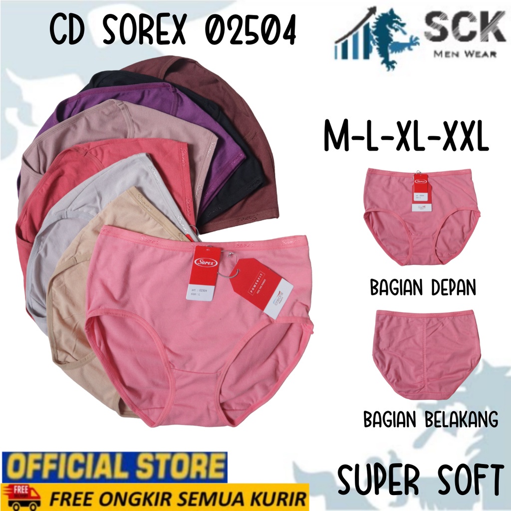 CD SOREX 02504 Size L-XXL / CELANA DALAM PEREMPUAN Model MID WAIST / Pakaian Dalam Wanita - sckmenwear GROSIR