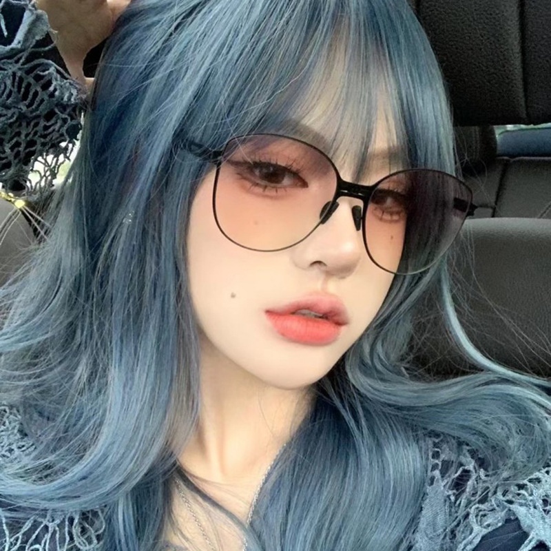 (YUZHU) Kacamata Lipat Bingkai Logam Fashion Korea Baru Warna Gradien Musim Panas Perlindungan Matahari UV Sunglasses