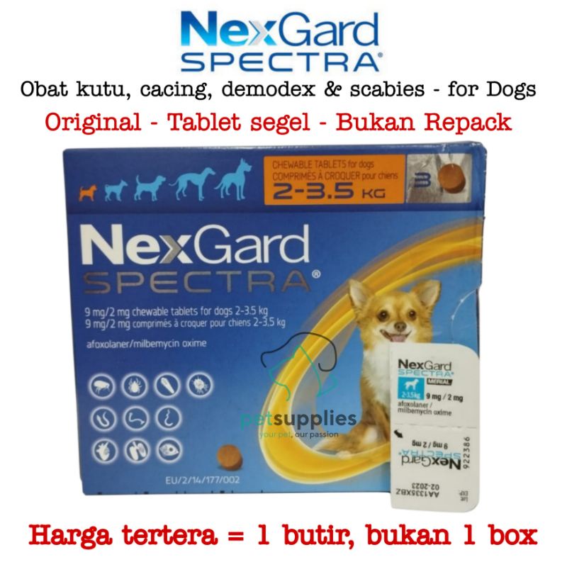 Obat Kutu Anjing Nexgard Spectra Size XS Harga 1 Tablet