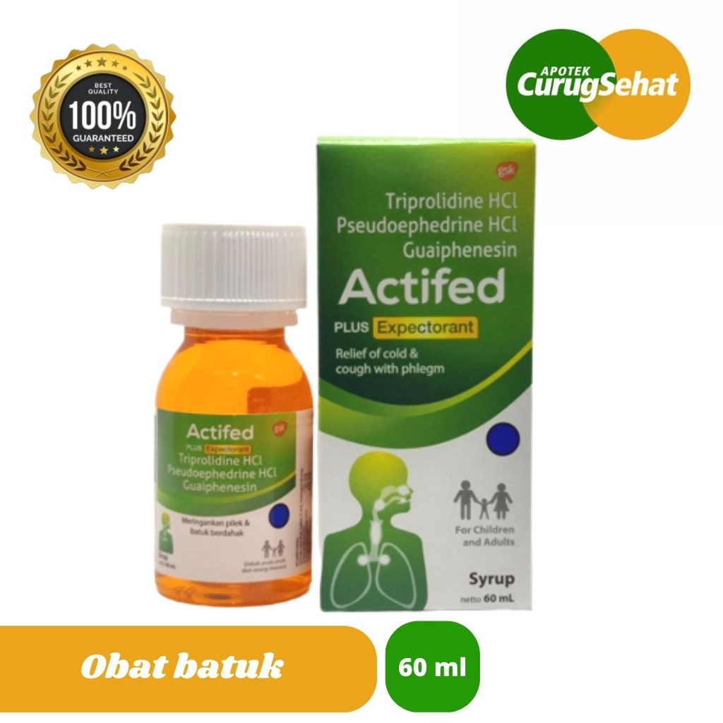 Actifed Plus Expectorant Actifed Hijau Obat Batuk Pilek Sirup Dewasa Obat Batuk Dewasa(60 ml)