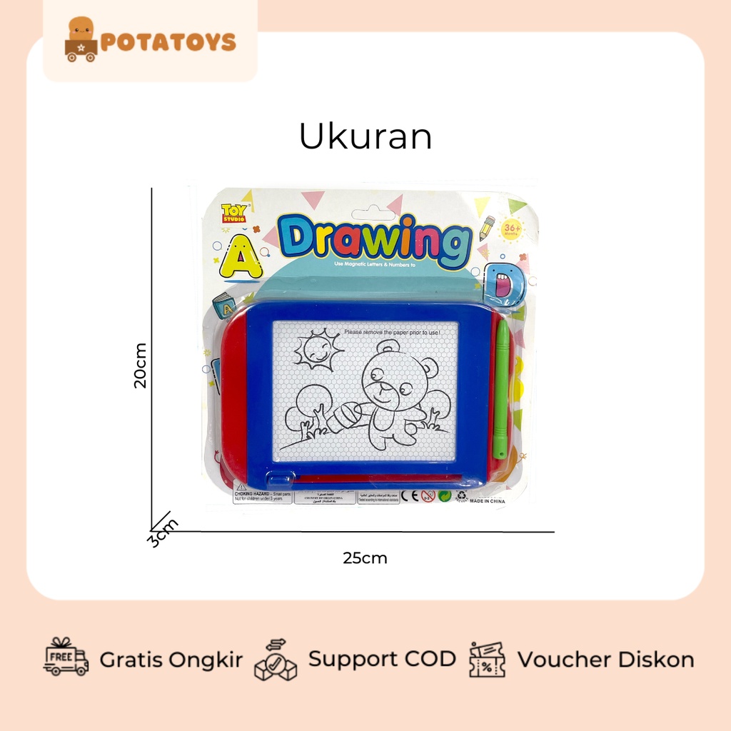 [ Potatoys ] Mainan Papan Tulis Magnetic / Mainan Papan Tulis Anak Bisa Dihapus / Magnetic Drawing Board