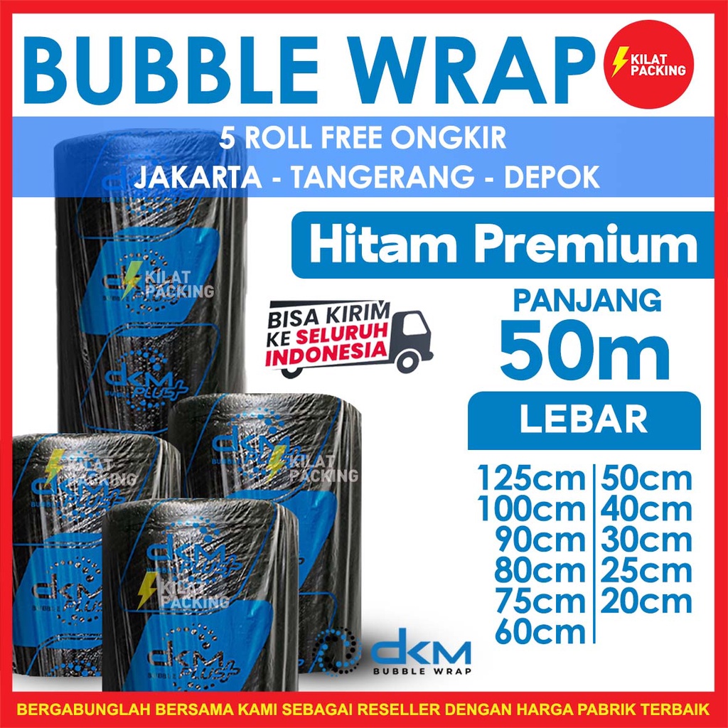 

PLASTIK BUBBLE WRAP HITAM TEBAL PREMIUM / BUBBLE WRAP MURAH DKM+ 50 METER SATUAN