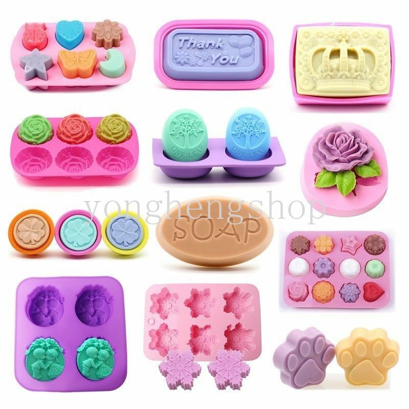 Cetakan Kue / Permen / Cokelat / Lilin / Sabun Aneka Bentuk Bahan Silikon Untuk Aksesoris Dapur DIY