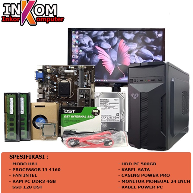 Mainboard Mobo Paket lengkap rakitan tanpa casing H81 i3 Haswell