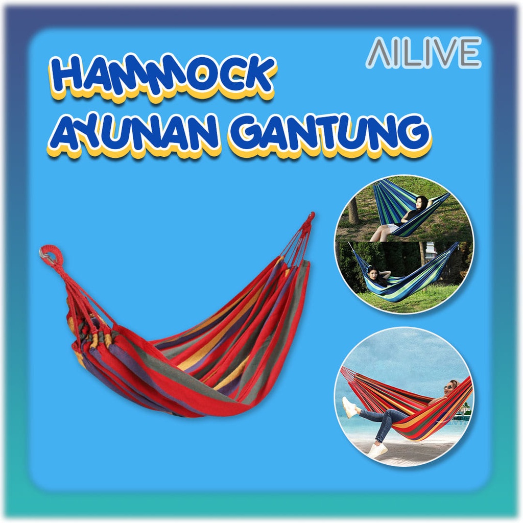 Hammock Camping Ayunan Gantung Camping / Tempat Tidur Gantung Outdoor Single Colourful