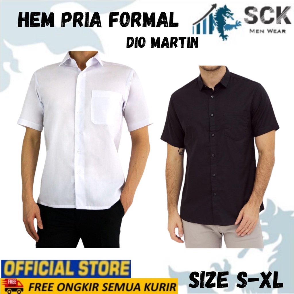 Kemeja Lengan PENDEK DIO MARTIN Polos Pria / Hem Kerja Kantor / Pakaian Formal Cowok - sckmenwear GROSIR