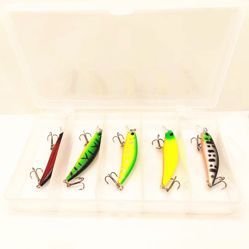 5 Pcs Kotak Ikan Kecil Ikan Kecil Umpan Pancing Bass Tenggelam 7 cm 4g Wobbler Buatan Keras Treble Hook Fishing Tackle