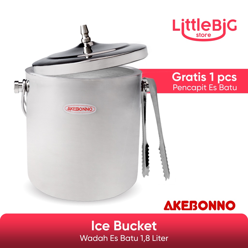 Wadah Es Batu Ice Bucket Stainless Steel Free Capitan Es Beku Tahan Lama Akebonno