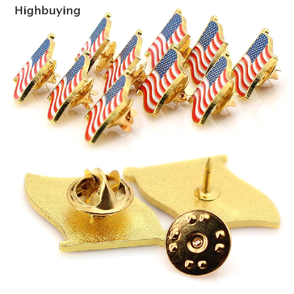 Hbid Bendera Amerika Kerah Melambai Pin Bangga USA Tie Tack Badge Bag Bros Dekorasi Hadiah Glory