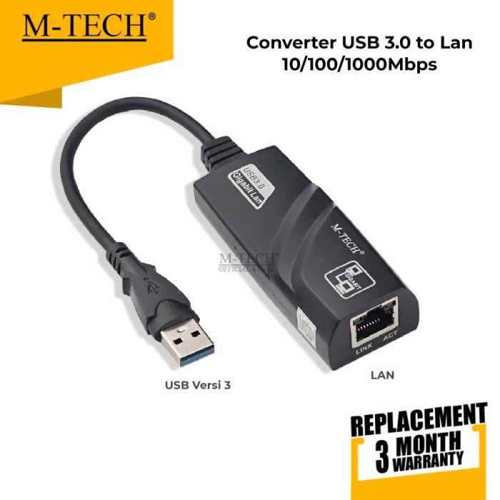 M-Tech USB 3.0 to LAN Cable 10/100/1000Mbps - USB to LAN GIGABIT