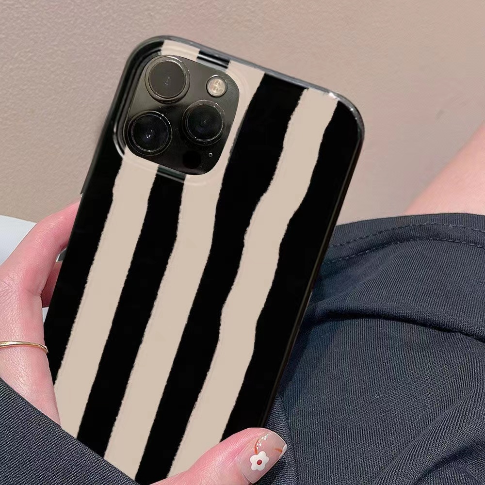 IPHONE Ins Motif Garis Cocok Untuk Iphone14 14pro 14plus 13 13mini 13pro 13prm iPhone12 7Plus 8Plus Xr XS 13 12mini Pro Max Empat Sudut Casing Ponsel Tahan Guncangan