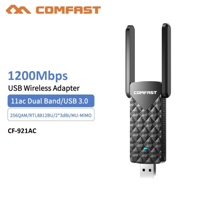 COMFAST AC1200 Wireless USB Adapter Dual Band 5G WiFi Dongle CF-921AC