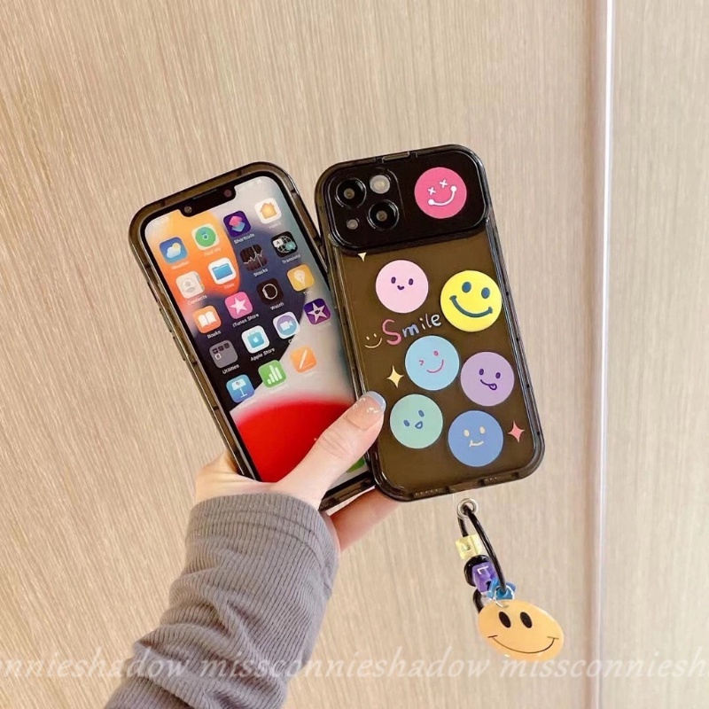 Kreatif Flip Make Up Cermin Shockproof Case Kompatibel Untuk IPhone 7plus11 8Plus XR X XS13 14 12 Pro Max7 8 14 Plus MAX SE 2020 Kartun Senyum Indah Soft Case