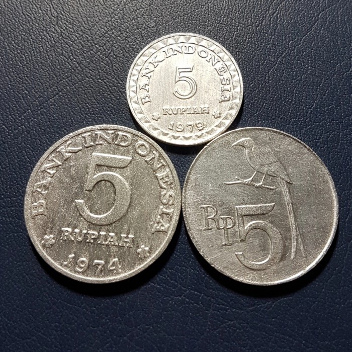 KOIN LAMA 5 RUPIAH 3 KEPING BEDA GENERASI