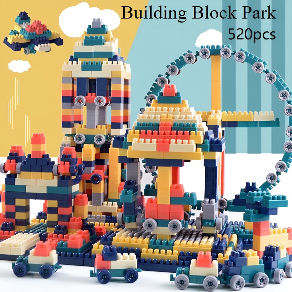 Mainan Susun Block Besar | Building Block 520Pcs | Mainan Edukasi Anak 2-3-4-5-6 Tahun Laki Laki | Kado Ulang Tahun Anak Cowok