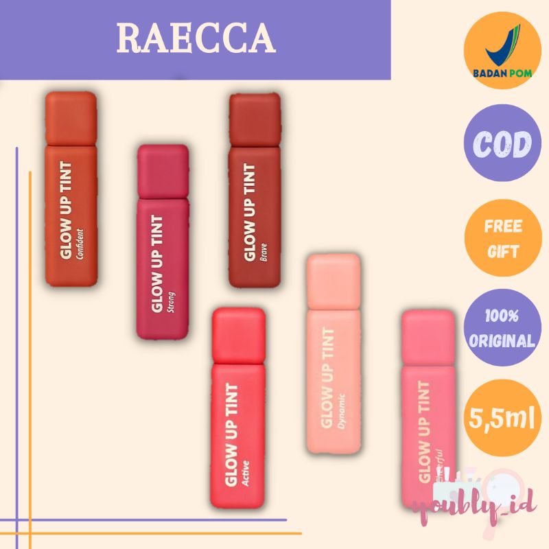 [BPOM] GLOW UP TINT RAECCA JELLY TINT LIPTINT RAECCA LIP TINT RAECCA 3 VARIAN BARU BRAVE STRONG CONF