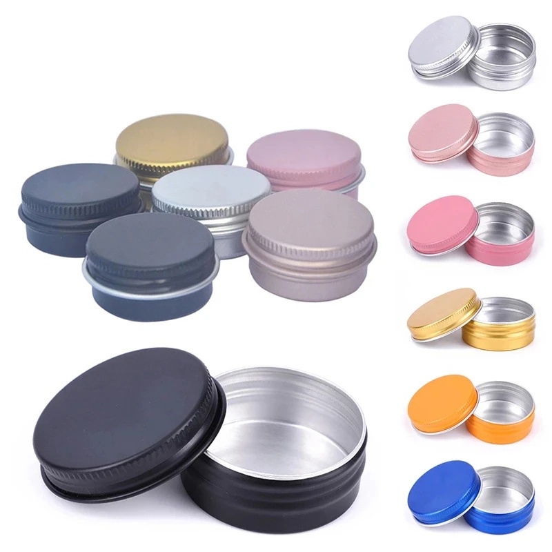 Kaleng Kotak Aluminium Bulat/Screw Top Lid Storage Beard Lip Balm Oil Craem Kaleng Kosong