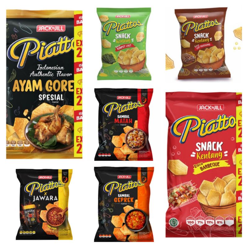 

Piattos Jawara Snack Kentang Ayam Goreng Sambal Matah Geprek Sapi Panggang BBQ Barbeque Rumput Laut 70 / 75 g