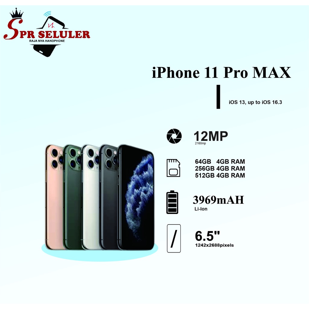 iP 11 Pro Max iPhone 11 Pro Max 64GB/256GB/512GB second / Bekas Original 100% Mulus Fullset