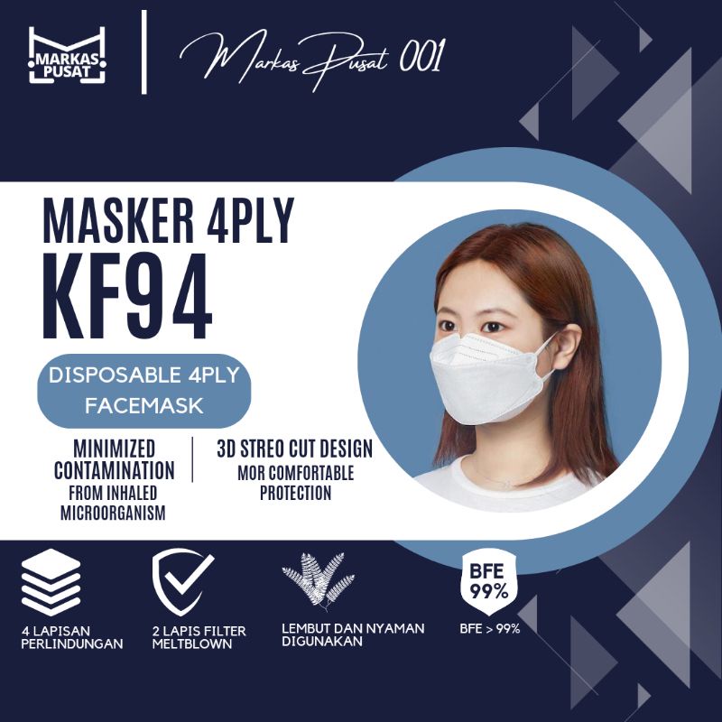 Masker KF94 4Ply Evo 3D Protection Mask Isi 50Pcs Masker KF94 4 Ply 3D Protection Isi 50pcs