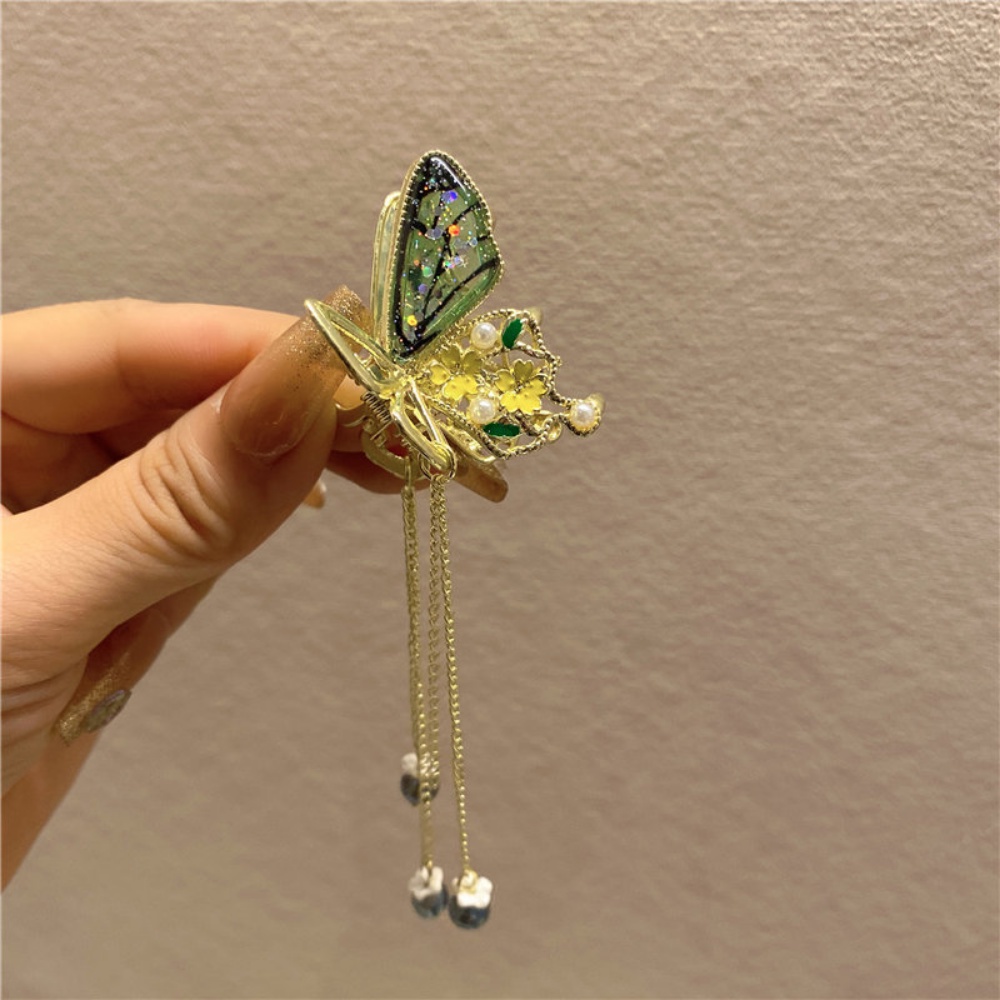 Deartiara Kristal Kupu-Kupu Rumbai Grip Super Fairy Hair Clip