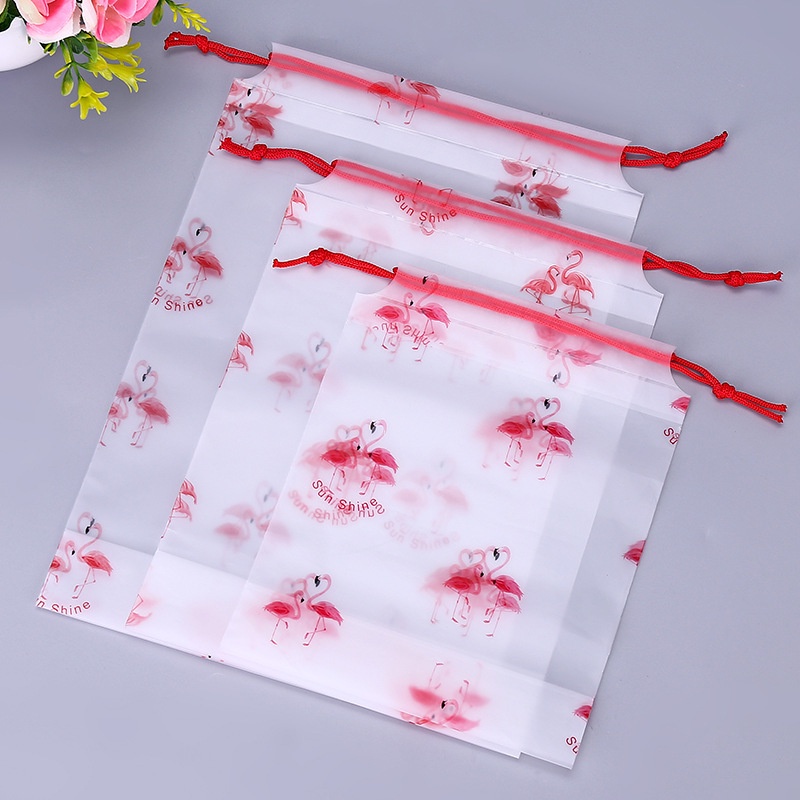 ⭐️𝐈𝐇𝐒 𝟖𝟒𝟏 𝐋𝐚𝐦𝐩𝐮𝐧𝐠⭐️Tas Serut Travel Pouch Bag Organizer Kantong Plastik Sepatu Waterproof Motif Flamingo Serbaguna