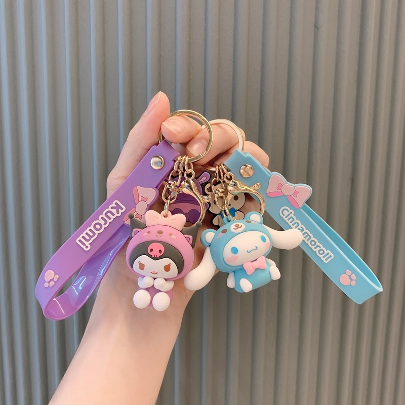 Kawaii Anime Sanrioed My Melody Kuromi Hello kt Lucu Kartun Pasangan Tas Gantungan Kunci Liontin Indah Tas Sekolah Key Buckle Hadiah Kecil