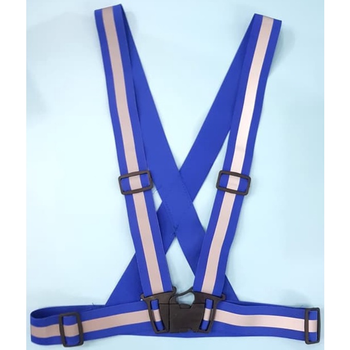 rompi karet vest biru,safety vest rubber reflective elastic V shape