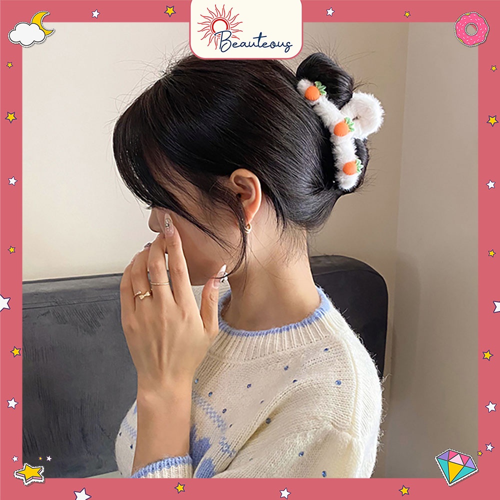 Jepitan Rambut Anak Model Boneka Bulu Halus Karakter Lucu Hair Clips Wanita Dewasa