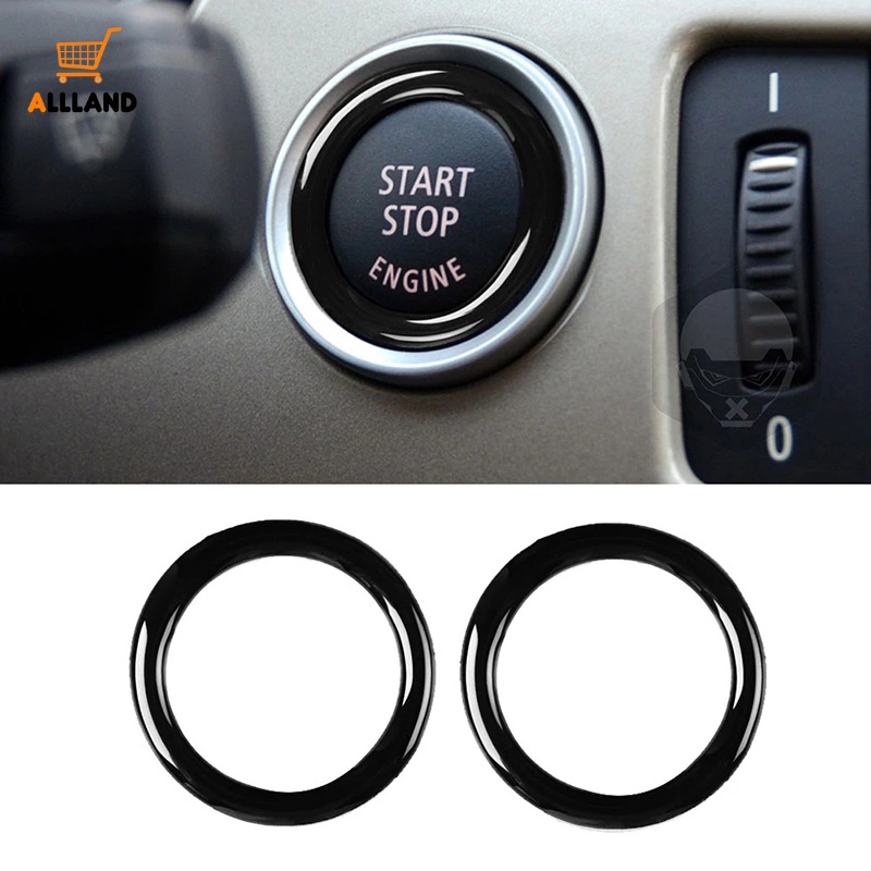 Cincin Hias Start Kancing Satu Mobil Plastik Hitam Simple/Kancing Stop Otomotif Self Adhesive Round Rings/Aksesoris Dekorasi Interior Kendaraan