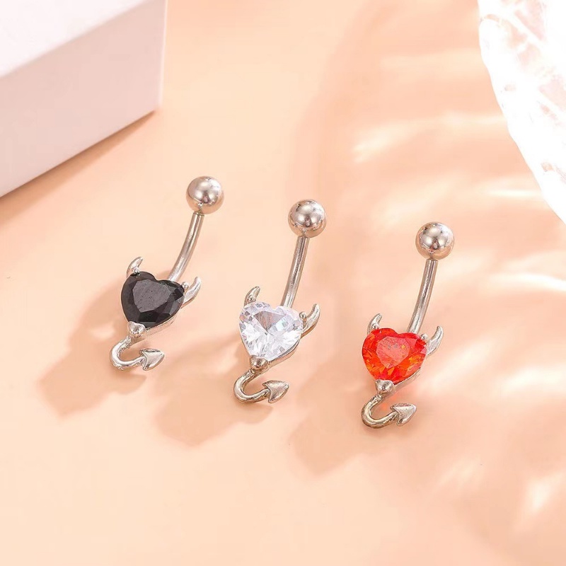 Sederhana Stainless Steel Belly Button Ring Imp Jantung Belly Button Stud Trendi Dekorasi Perut Studs Glittering Pribadi Wanita Belly Button