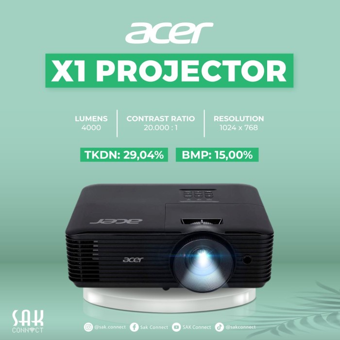 Projector ACER X1 DLP XGA - 4000 Lumens