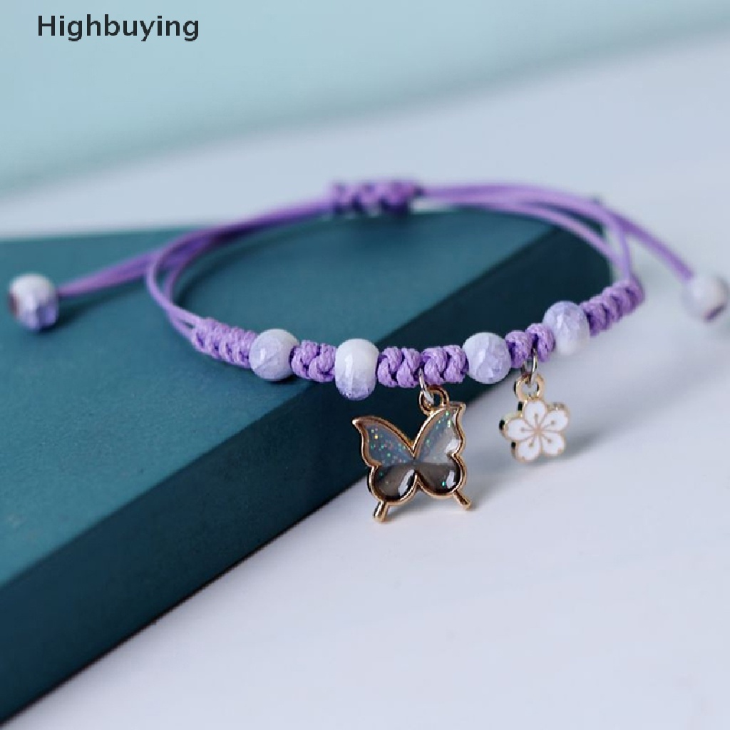 Hbid Fashion Gelang Kupu-Kupu Klasik Handmade Tali Kepang Rantai Adjustable Charm Bracelets Untuk Wanita Gadis Perhiasan Pesta Glory