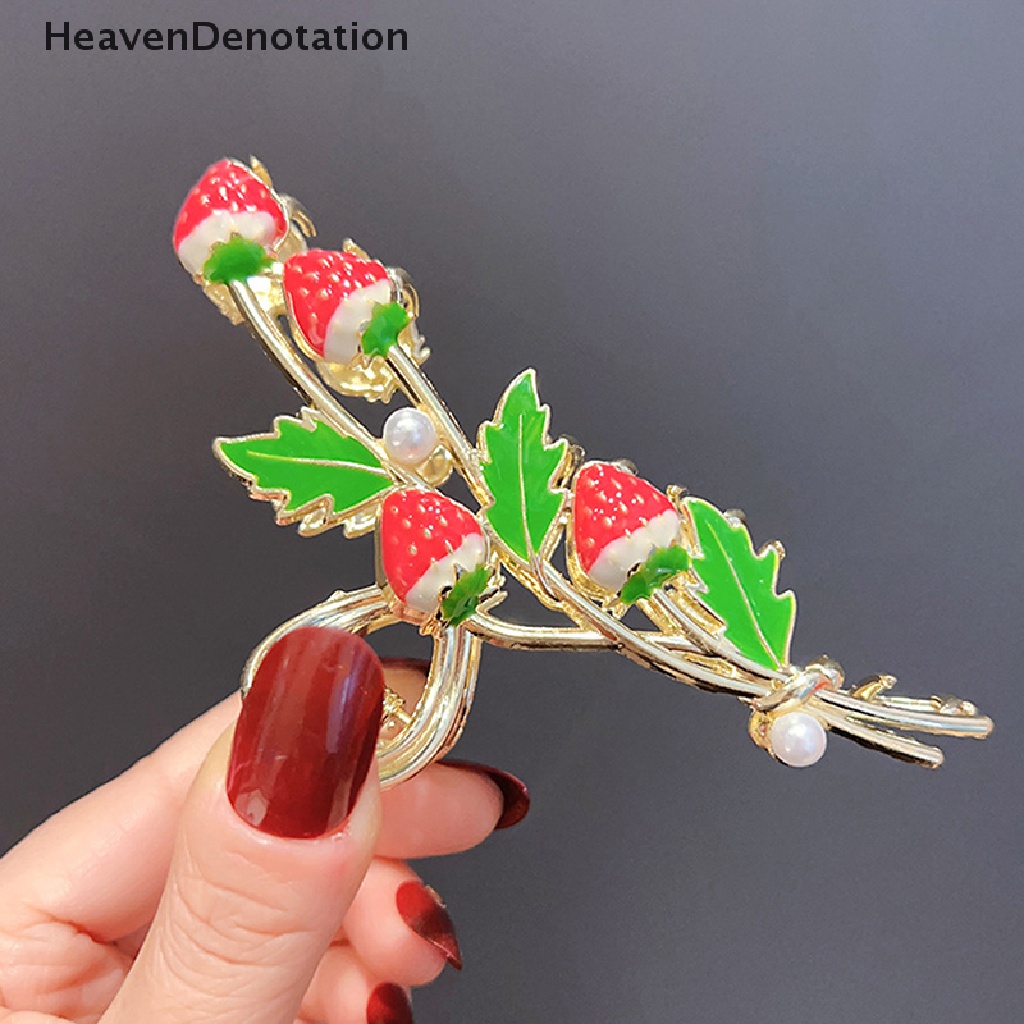 [HeavenDenotation] Baru Strawberry Ambil Klip Wanita Elegan Logam Hiu Lucu Jepit Rambut Perempuan Hiasan Kepala Klip Aksesoris Rambut Hairstyle Making Accessories HDV