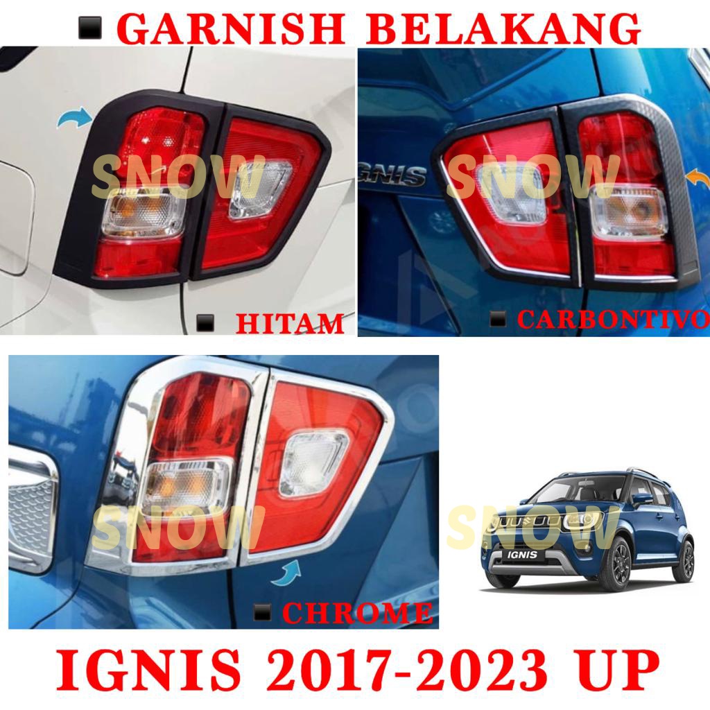 Paket Garnish Lampu Depan Belakang Suzuki Ignis 2017 2022 2023 Hitam Chrome Carbontivo