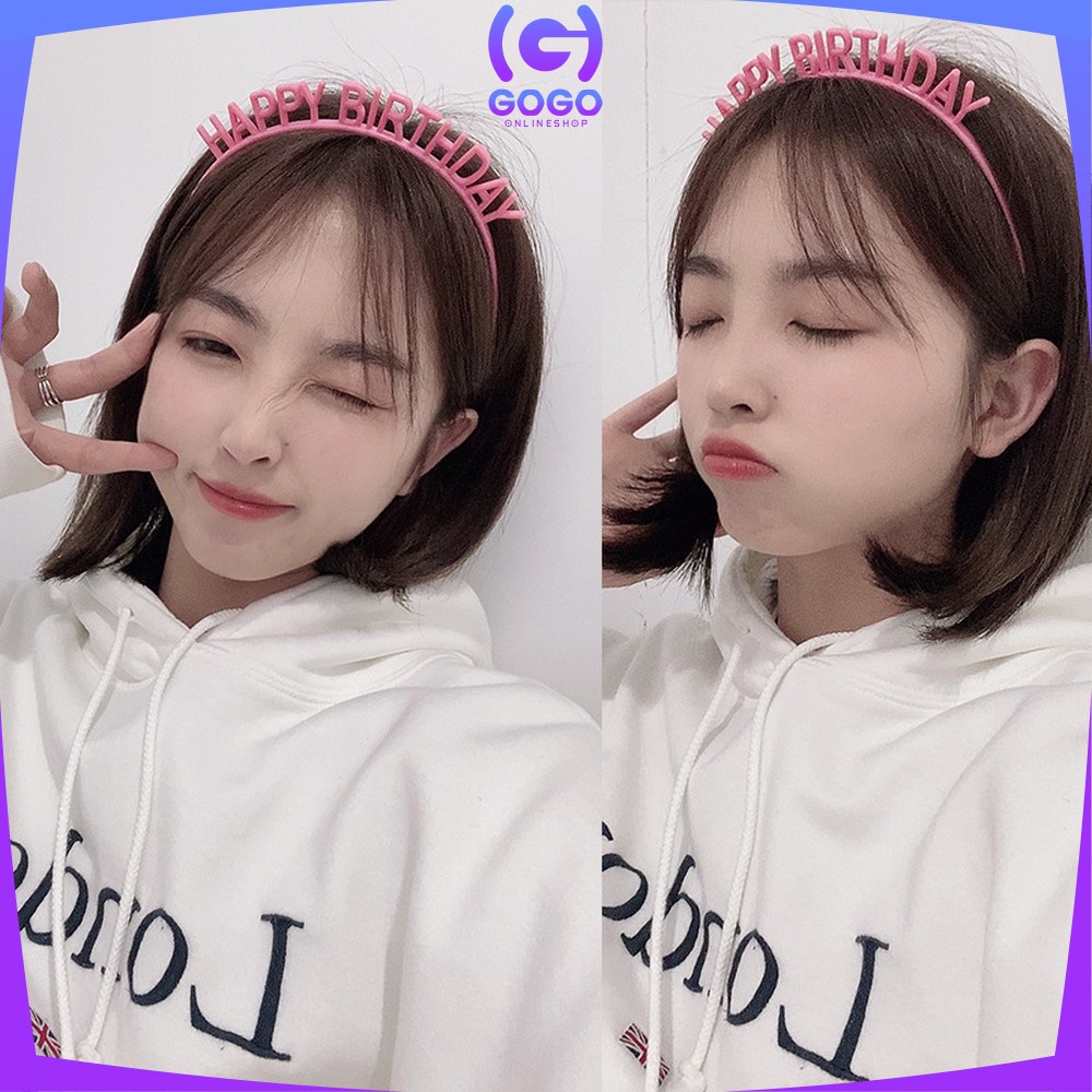 GOGO-C787 Bando Happy Birthday Silver Anak Bahan Plastik Pesta Ulang Tahun Korean Style / Bendo Wanita Birthday Party Gold Heandband HBD Import
