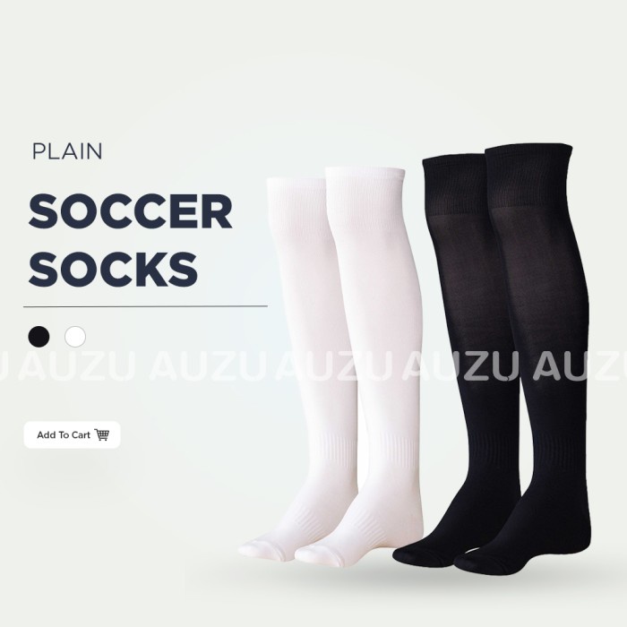 [[TERLARIS]]- MECS Soccer Socks - Kaos Kaki Bola / Futsal Hitam Putih Polos Selutut - Putih