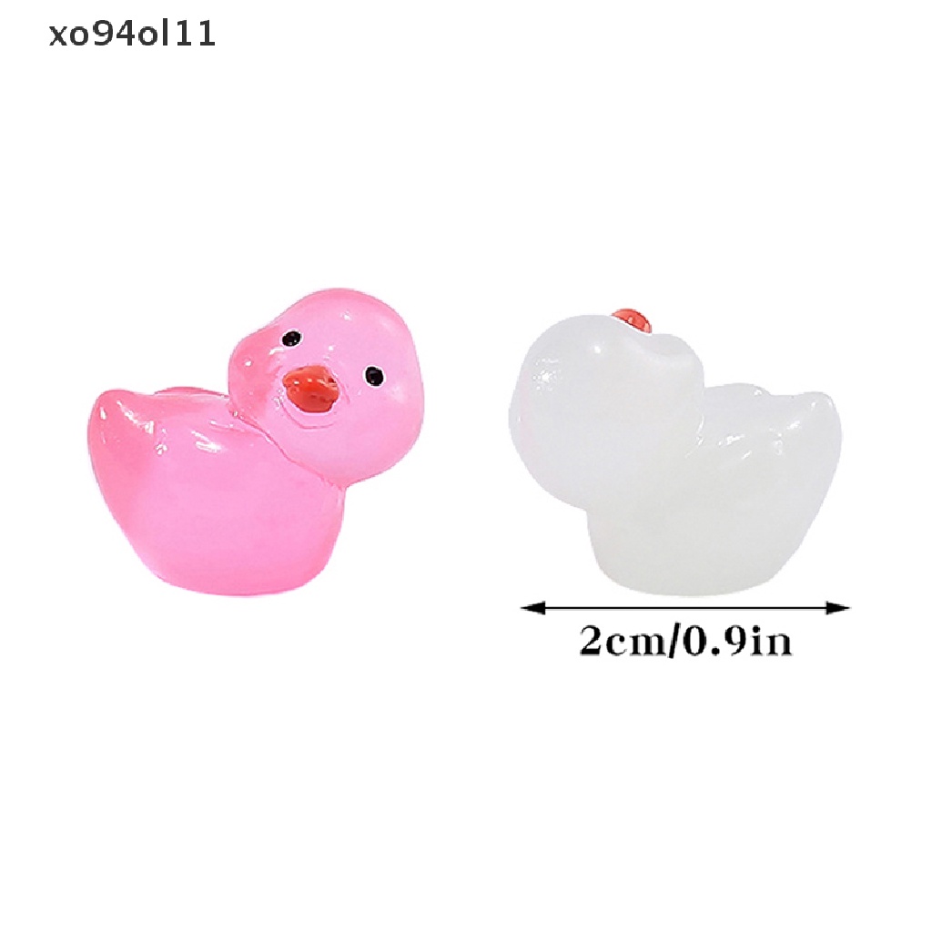 Xo 10Pcs Mini Luminous Resin Ducks Glow in The Dark Miniatur Ornamen Bebek Kecil Untuk Taman DIY Rumah Boneka Bebek Aksesoris OL