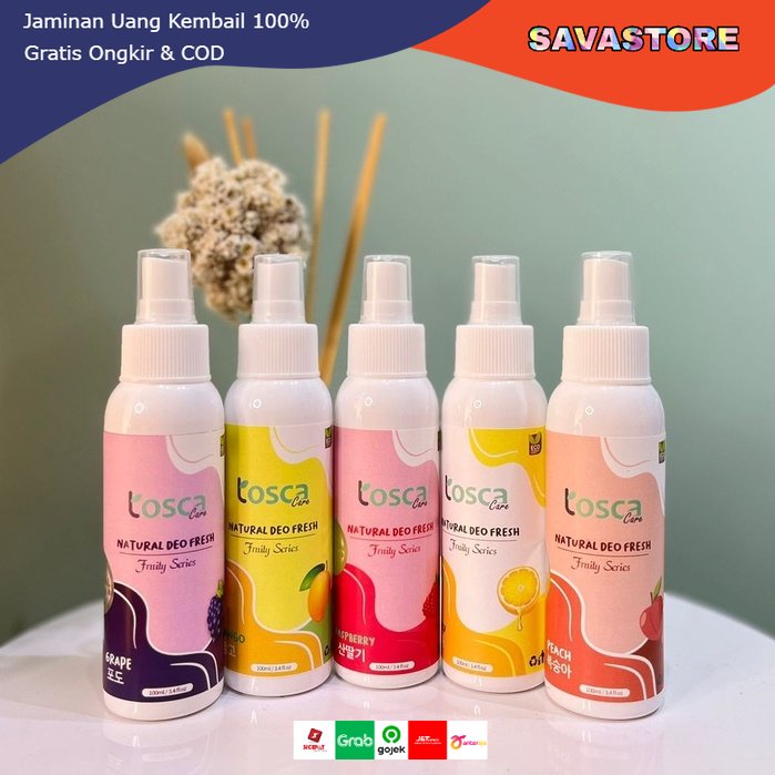 Natural Deodorant Spray 100ml AROMA BUAH - Tosca Deodorant Tawas Cair Fruity Series Efektif Atasi Bau Ketiak Non Alkohol