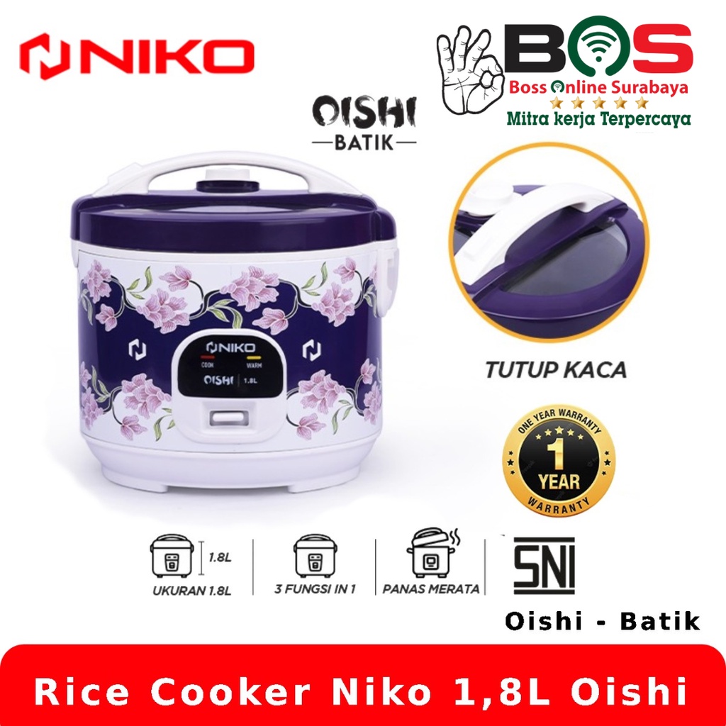 Niko Magic Com Rice Cooker 1,8 Liter 3 in 1 Tutup Kaca Oishi Amazon Batik Landmark Rice Cooker 3 in 1